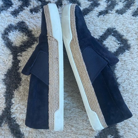 VINCE Navy Suede Slip On Jute Sneaker Shoes Blue - Picture 4 of 8